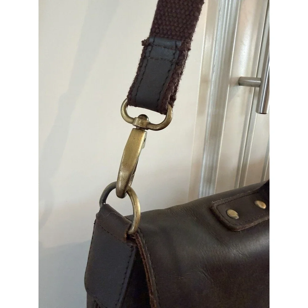 KomalC Brown Tan Buffalo Leather Briefcase Laptop Messenger Satchel Bag 16